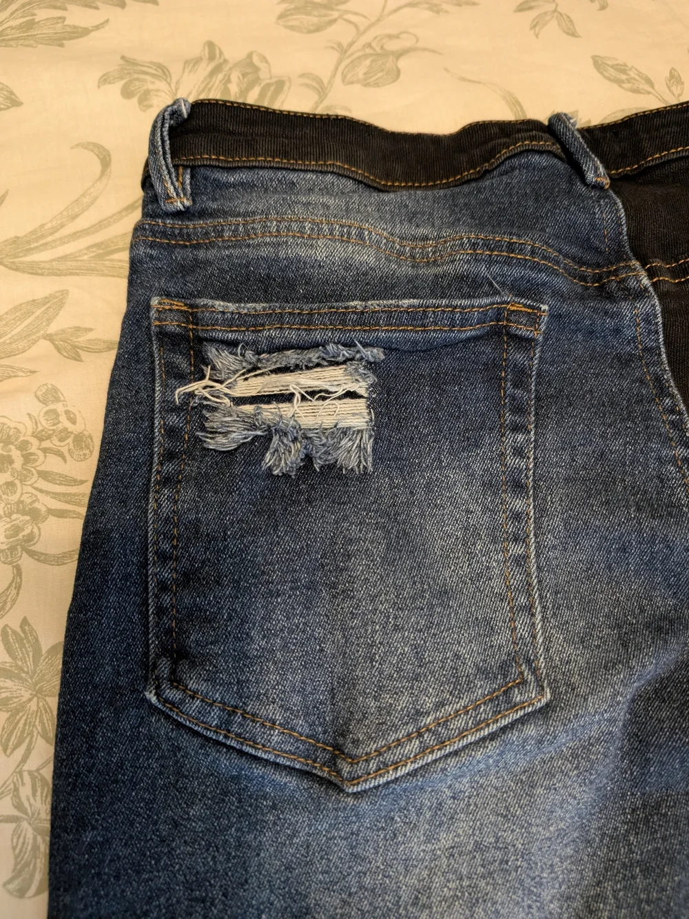 Almost Famous Black and Blue Two-Tone Skinny Jeans with Ripped Details